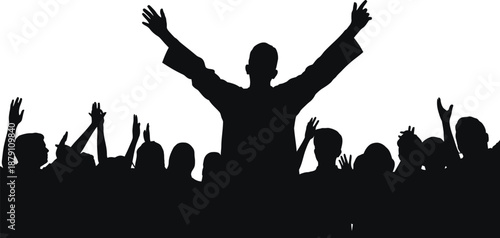 Silhouette of a Crowd with Raised Hands audience concert