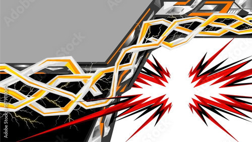 Dynamic abstract illustration of victor concept with explosion, energy, motion, lines, and shapes in modern graphic design