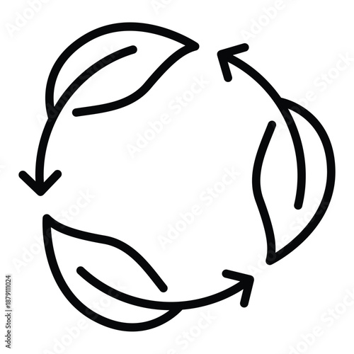 Outline biodegradable icon for decomposable and natural organic products.