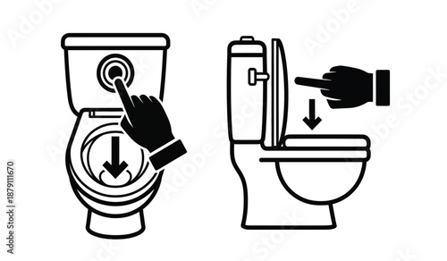Toilet flushing instructions a visual guide to operating the handle and button