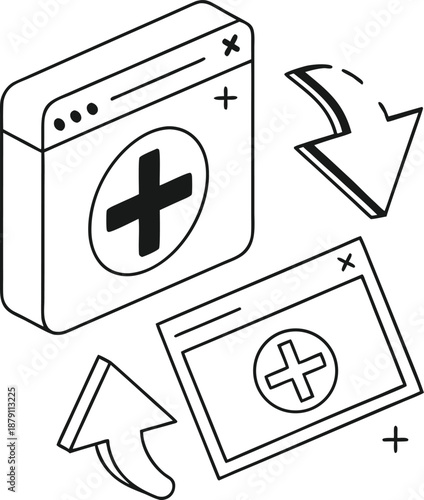 Health Application Concept: The image showcases the core features of a digital health application, demonstrating how to seamlessly connect users to necessary care. 
