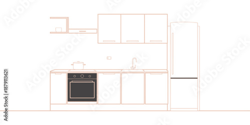 Smart oven in modern home kitchen illustration showing connected cooking appliance for interior design, home automation, energy efficiency, culinary lifestyle, branding, posters, web, and creative gra