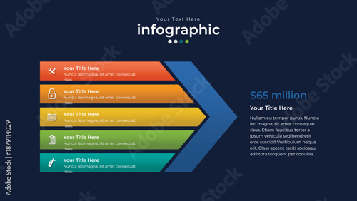 Data Visualization: An abstract infographic graphic, showcasing data in a visually appealing and organized manner, perfect for presentations.