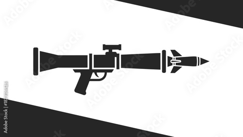 Rocket Propelled Grenade Launcher Silhouette with Rocket on Graphic Background