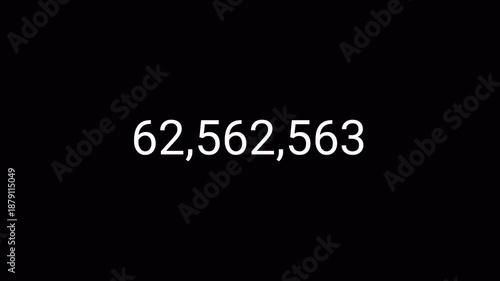 Number counter animation from zero to ten million numbers in 4k on a transparent background, 0 to 10,000,000 animated number counter with alpha channel best for like, views and amount concepts.
