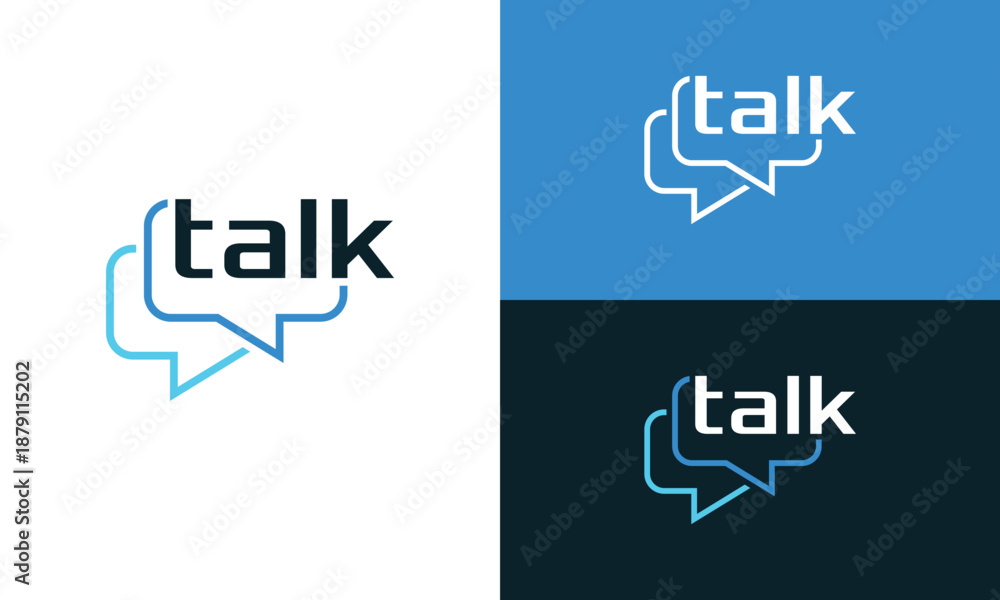 Fototapeta premium Talk logo design, rectangle sound bubbles graphic vector icon template