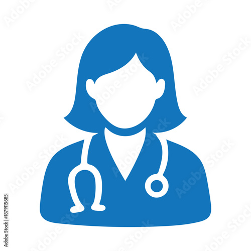 Female Doctor Icon with Stethoscope - Medical Professional Avatar Symbol