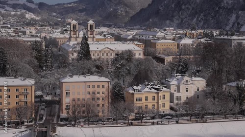 View to Left City, Mirabellkirche, Salzburg, Austria, Winter