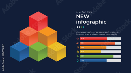 Data Visualization: An abstract infographic graphic, showcasing data in a visually appealing and organized manner, perfect for presentations.