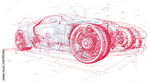 Automobile Technology Design Concept Vector Art & Illustration