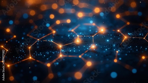 Connected Network: A luminous network of interconnected nodes glows against a backdrop, representing the digital transformation and the interconnectedness of modern technology.