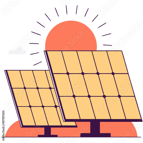 Illustration of Solar Panel for Renewable Clean Energy Concept