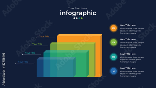 Business Infographic: A modern and sleek infographic design, perfect for presenting data and information, featuring a gradient color scheme, icons, and text boxes.