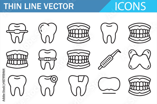 Dental Outline Icons Collection for Dentistry and Oral Healthcare