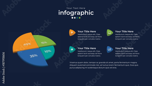 Informative Infographic: A concise and captivating infographic displaying essential data using vibrant pie charts and accompanying text.