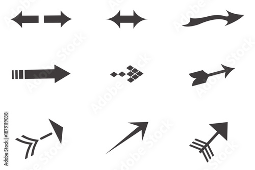 Collection of modern arrow icons for navigation and designA modern collection of arrow icons for web design and navigation, offering sleek and professional graphics for user interface and digital proj