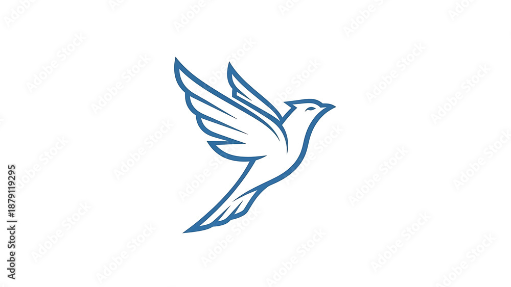 Fototapeta premium Blue dove with outstretched wings isolated on a transparent background