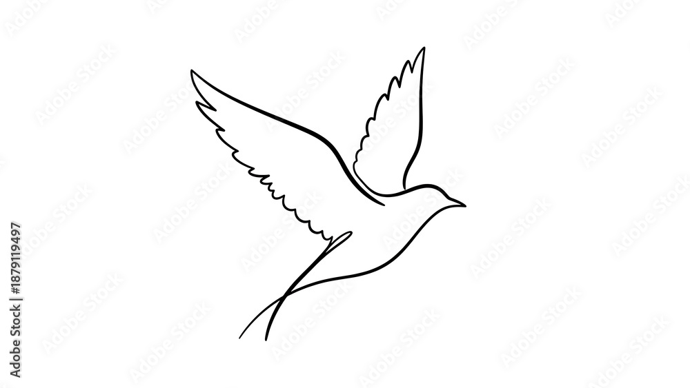 Fototapeta premium White dove flying with outstretched wings isolated on a transparent background