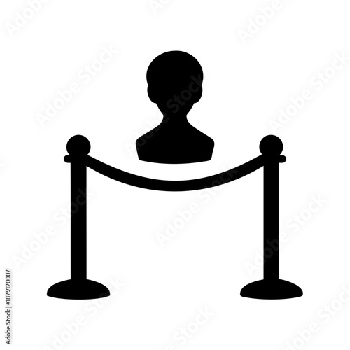 A person silhouette behind a velvet rope barrier, symbolizing exclusive access or a queue