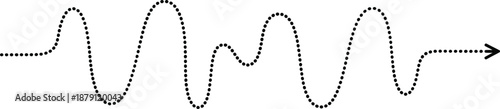 Wavy dotted line with arrow pointing to the right on a white background