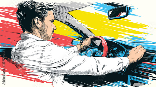 Professional Driving School Design Vector Art and Illustration Concept