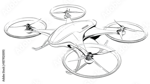 Professional Drone Design Concept Vector Isolated on White Background
