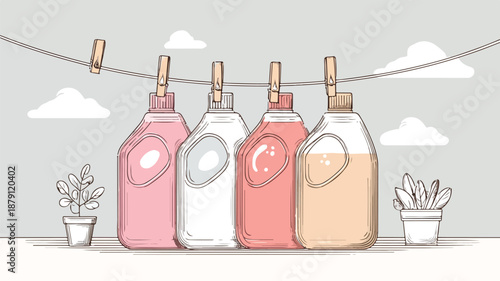 Fabric Softener Clipart Vector Art & Illustration for Laundry Products Promotion