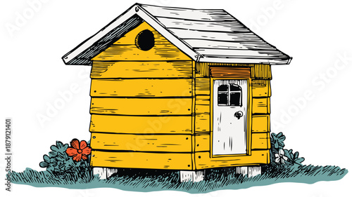 Buzzing Honey Bee House Clipart: Vibrant Vector Art & Illustration for Creative Projects