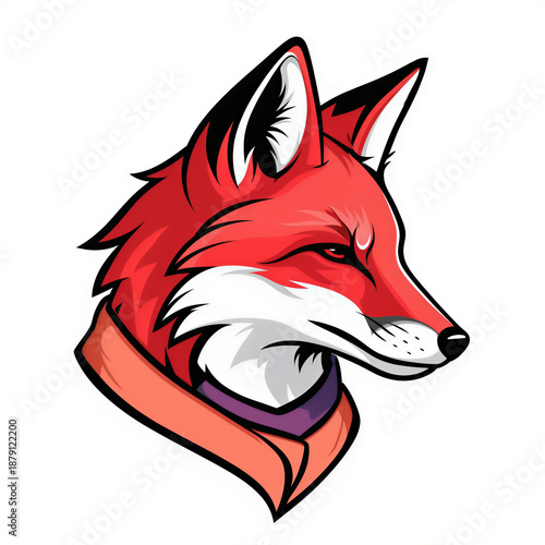 Red Fox Head Mascot Logo Illustration on White Background