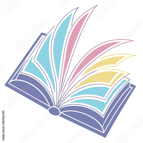 An open book with colorful pages radiating outwards displaying a beautiful silhouette