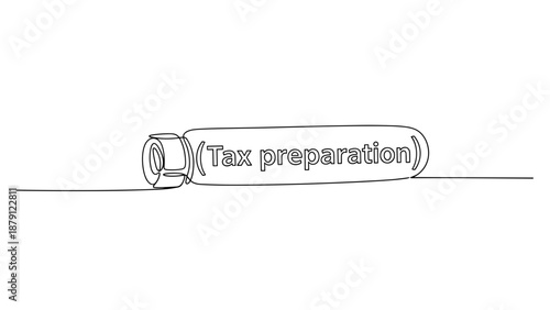 Tax preparation marker with handwritten label on white background  