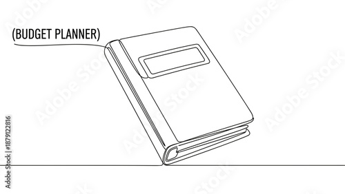 Budget planner notebook in minimalist design on white background  