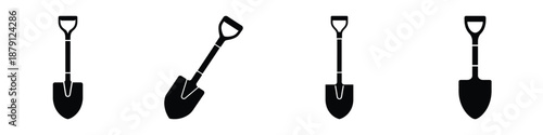 Garden Shovel Silhouette – Spring Gardening Vector Illustration, Minimal Black and White Tool Design for Planting, Farming, and Outdoor Nature Work Concept
