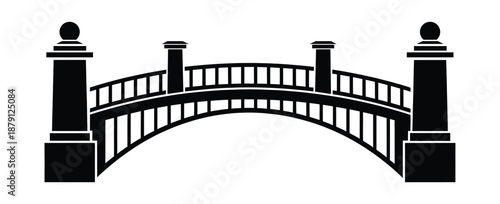 Elegant black bridge silhouette with pillars and railings