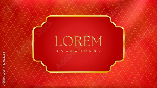 Red Gold Christmas red price tag. Vintage luxury frame