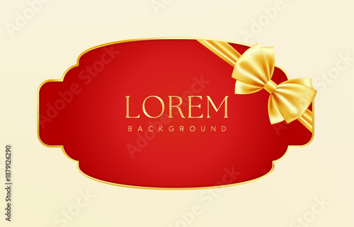 Red Gold Christmas red price tag. Vintage luxury frame