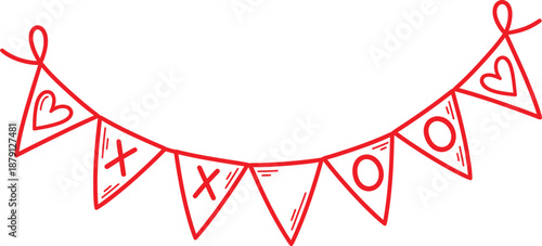 Valentine's day banner with xoxo isolated on transparent background
