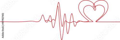 Valentine's day heartbeat love symbol isolated on transparent background