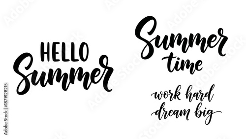Inspirational Summer Quotes with Motivational Phrases on White Background