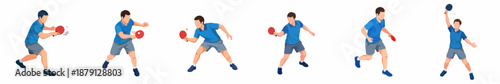 Sportive Figure Illustration Showing Man Playing Dodgeball in Various Poses