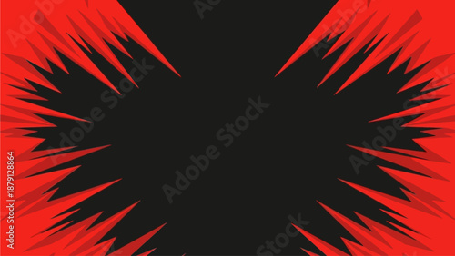 Dynamic red and black abstract motion graphic illustration with radial burst effect