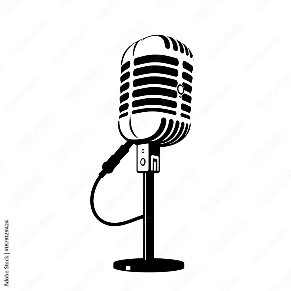 Fototapeta premium Art Deco Microphone Silhouette Vector