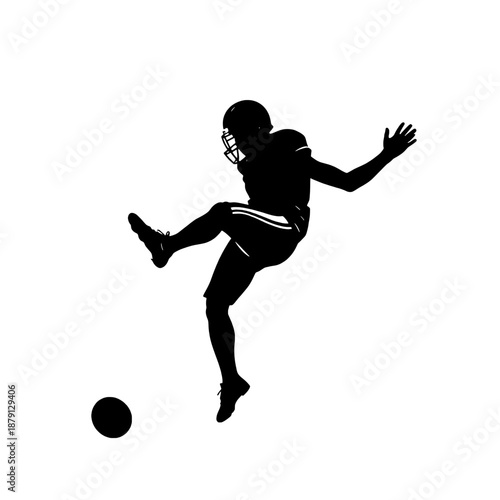 American Football Player Kicking Field Goal Silhouette