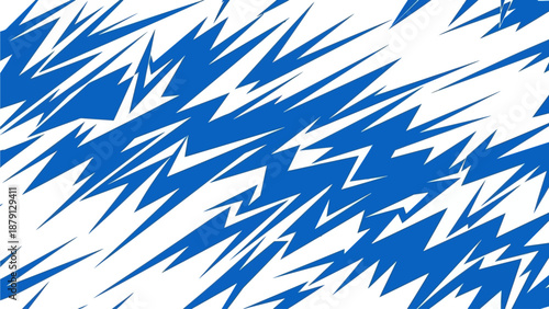 Dynamic blue abstract shapes intersecting on a white surface, creating a sense of movement and energy from a close-up viewpoint