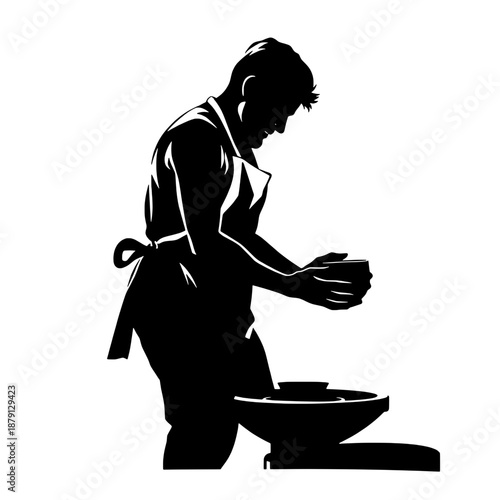 Artisan Potter Shaping Clay Silhouette