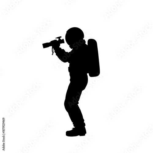 Astronaut with Telescope Silhouette