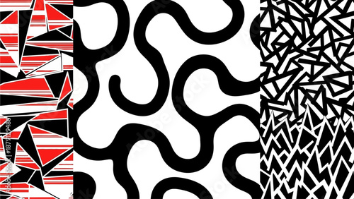 Abstract geometric patterns with viuctor elements, dynamic shapes and lines in a contemporary art composition