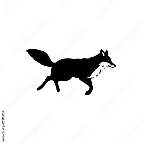 Fox Leaping Silhouette in Winter Snowfall