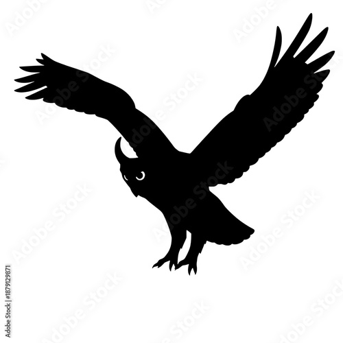 Great Horned Owl Landing Silhouette