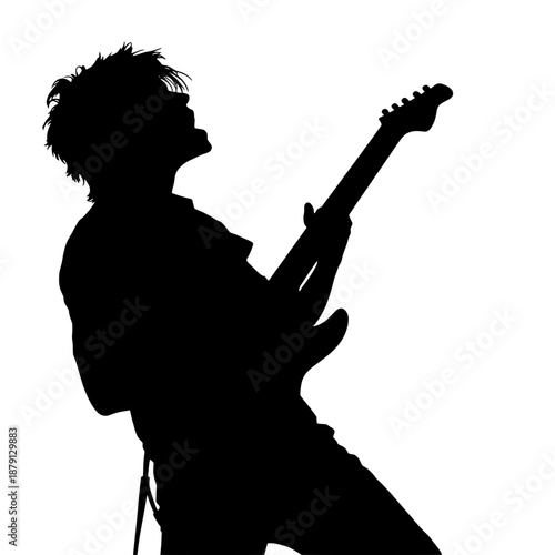 Guitarist Silhouette Bending a Note Dramatically